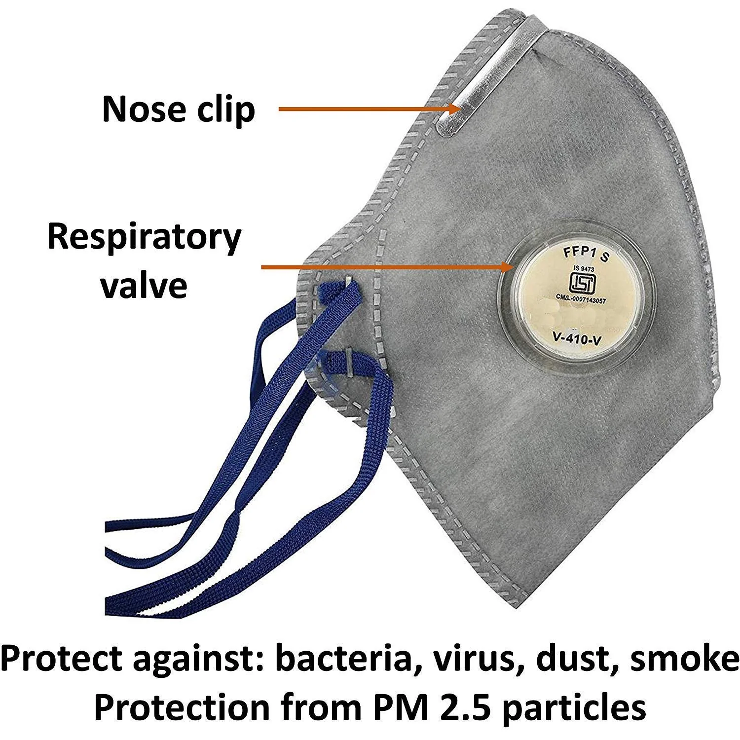 Venus V410-V Anti Pollution N95 Mask with Exhalation Valve with nose clip - Image 3